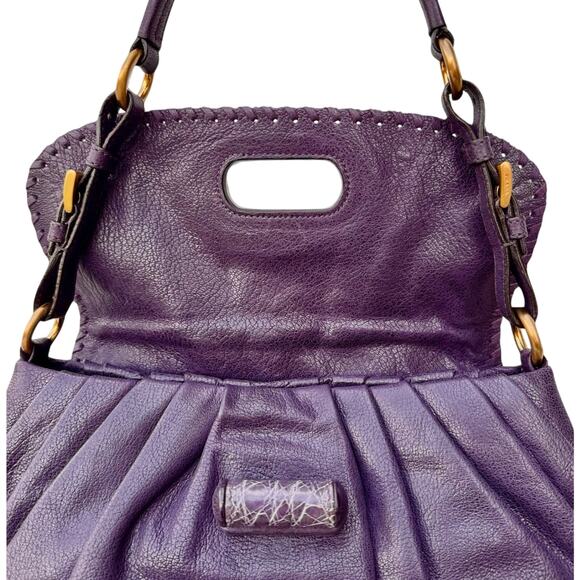 SOLD Prada Eggplant Whipstitch Calf Leather Baguette | Rare Archival - Picture 8 of 16